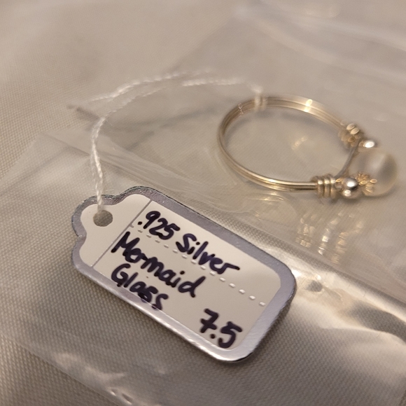 Handmade ladies mermaid glass .925 sterling silver ring - size 7.5 - Picture 4 of 6